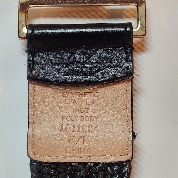 Ladies Black Jute Cotton Stretch LEATHER Belt LION FACE Shiny Buckle Size M/L - Picture 11 of 11